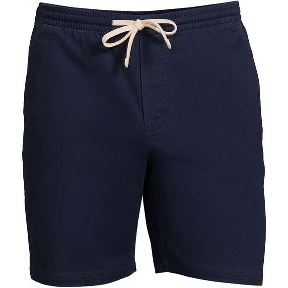 Land's End Deck Shorts elastic waist on adjustable tie 7" Three pocket Navy XL - Picture 2 of 6